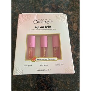 Max Makeup Cherimoya Lip Oil Trio Watermelon Hyaluronic Acid 3 Piece Gift Set